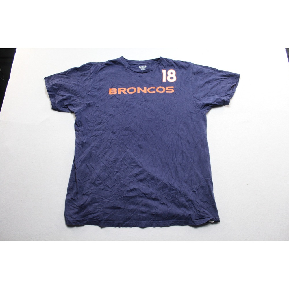 Reebok T-Shirt Mens Extra Large Navy Good Peyton Manning 18 Denver Broncos NFL